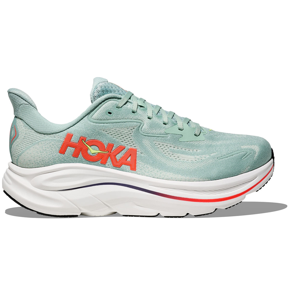 Hoka Clifton 10 Scarpe da corsa a calzata larga da uomo - Salvia/Neon Flame
